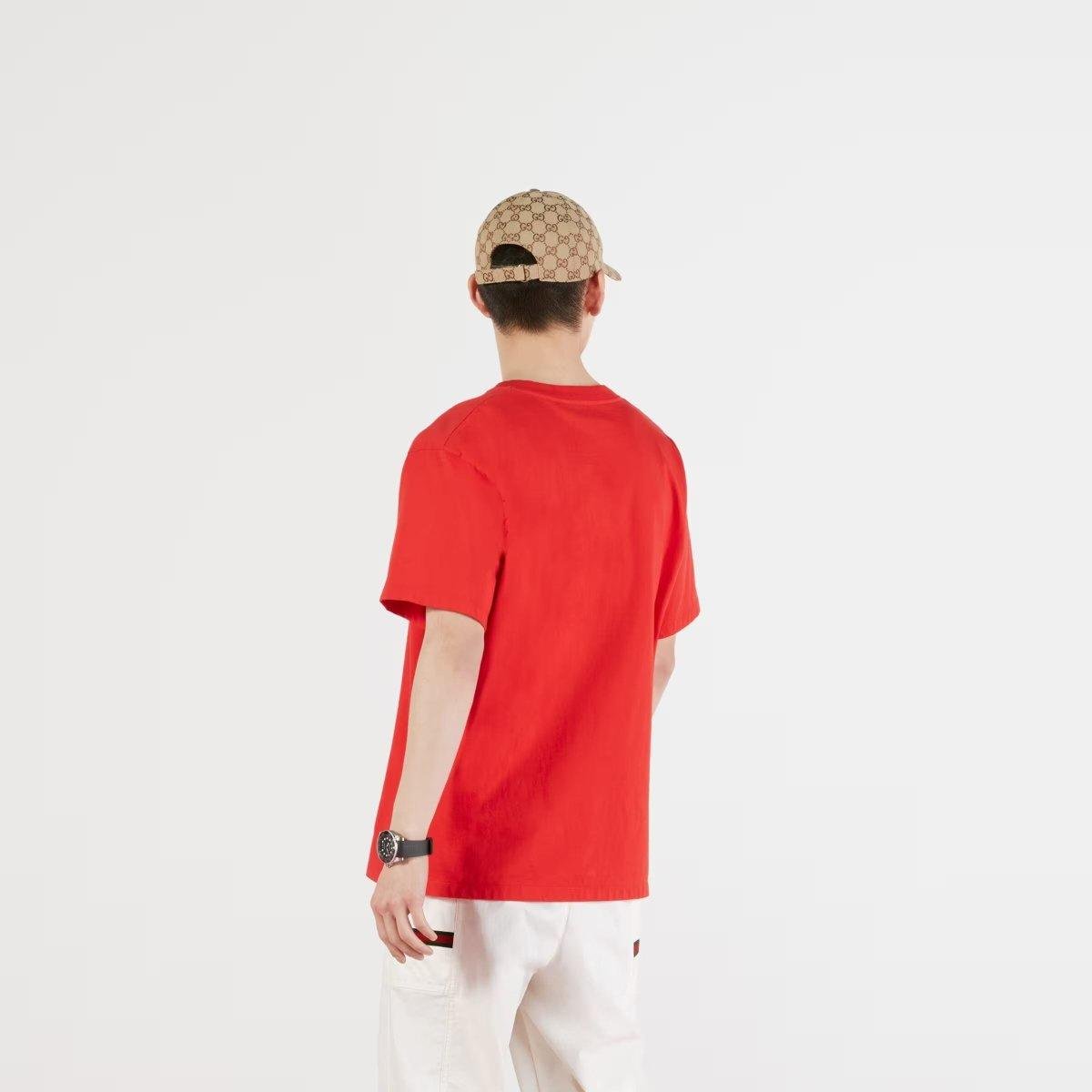 Cotton jersey T-shirt with Gucci mirror print - Lux Studios