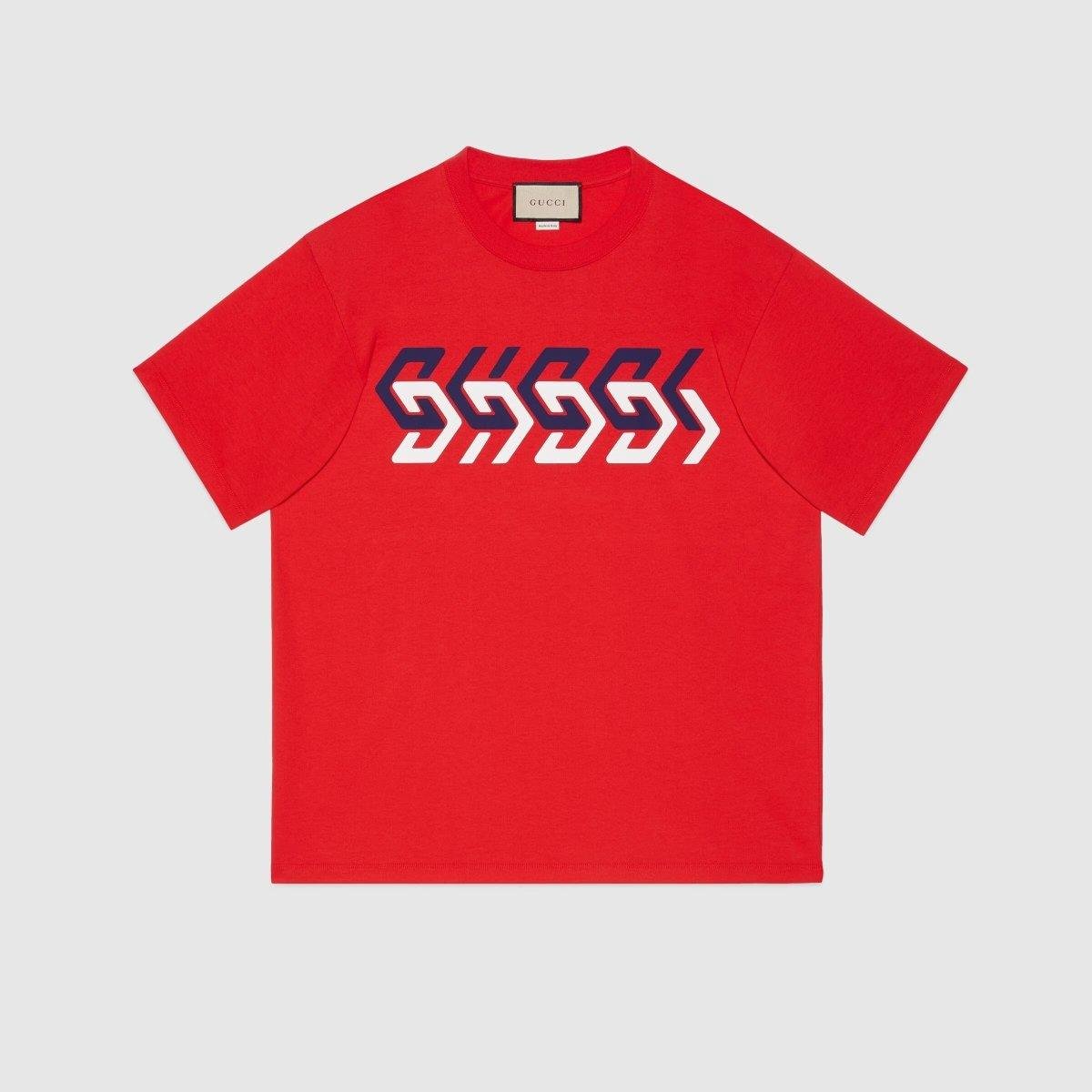 Cotton jersey T-shirt with Gucci mirror print - Lux Studios