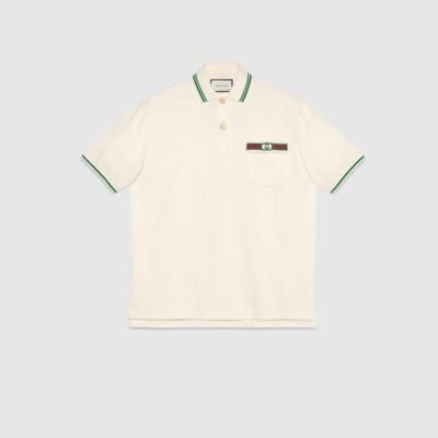 Cotton polo with Web and Interlocking G - Lux Studios
