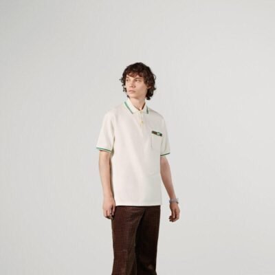 Cotton polo with Web and Interlocking G - Lux Studios
