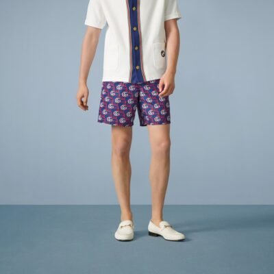 Double G anchor print nylon swim shorts - Lux Studios