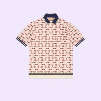 Horsebit print cotton polo shirt - Lux Studios