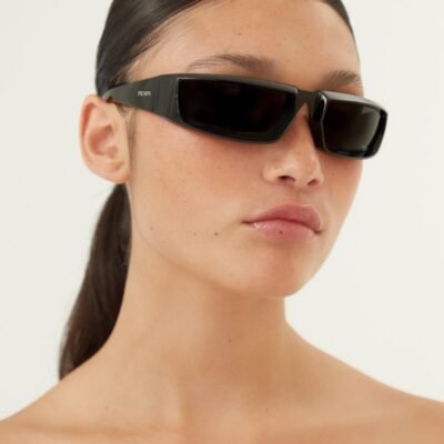 Prada runway wrap around black sunglasses - Lux Studios