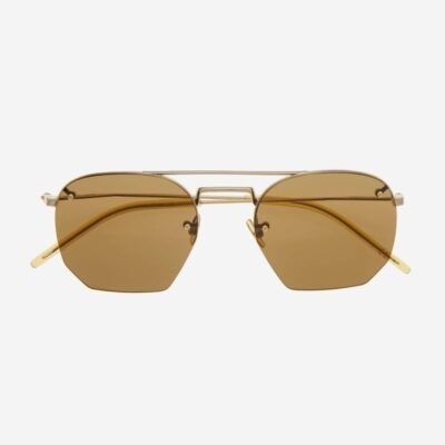 Saint Laurent rimless metal sytle gold brown sunglasses - Lux Studios