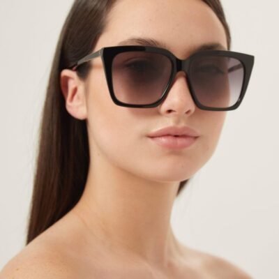 Saint Laurent squared cat eye black sunglasses - Lux Studios