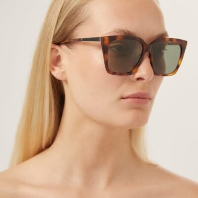 Saint Laurent squared cat eye havana sunglasses - Lux Studios