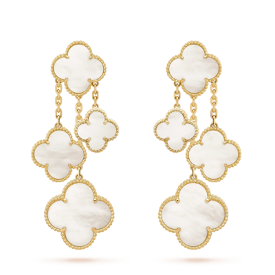 CLOVER 4 MOTIFS  WHITE MOP EARRINGS