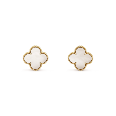 CLOVER MEDIUM 1 MOTIFS  WHITE MOP STUD EARRINGS