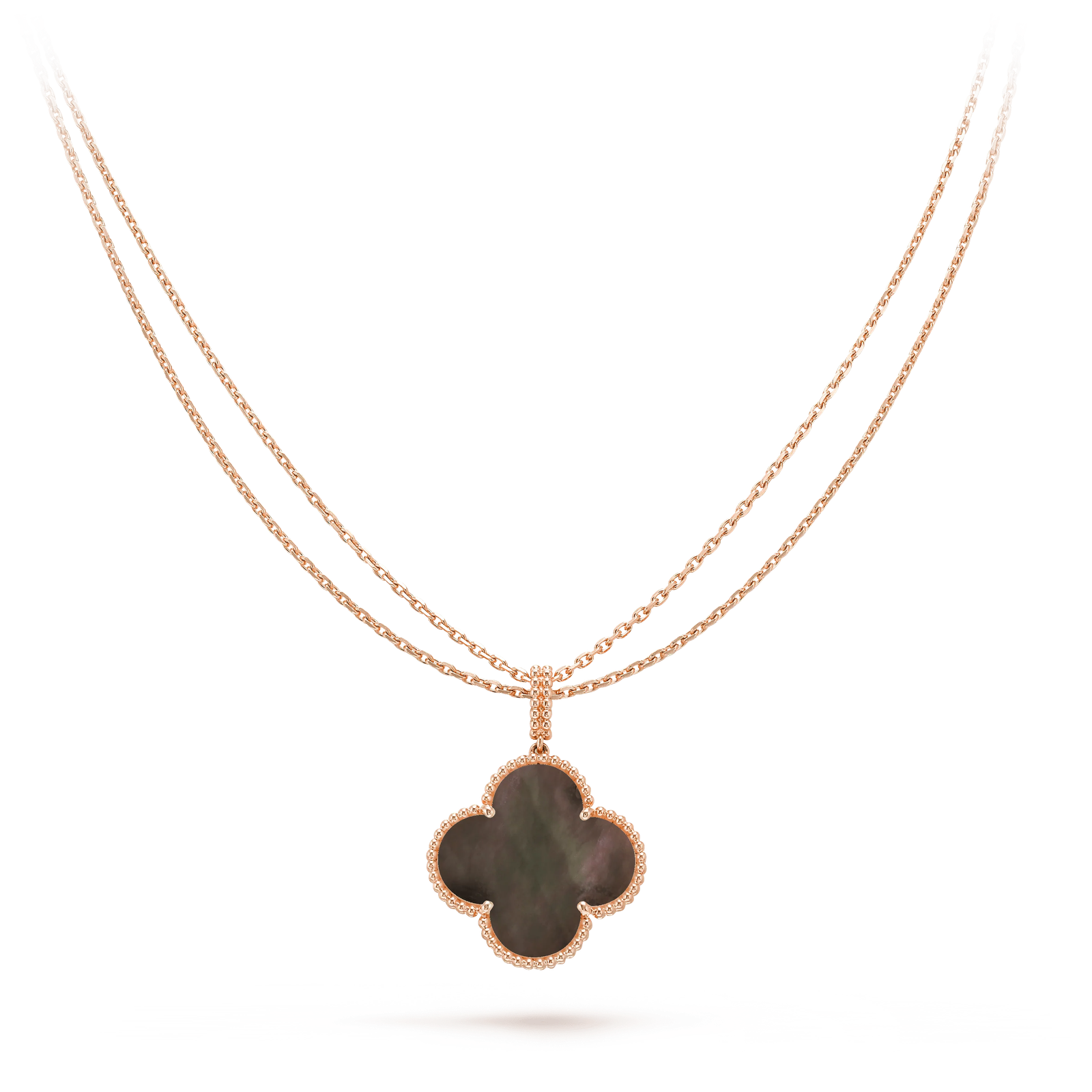 CLOVER LARGE 25MM DARK MOP NECKLACE