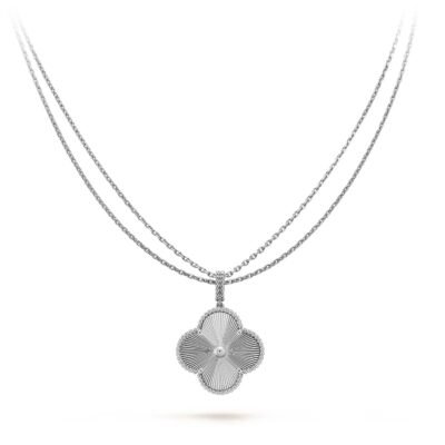 CLOVER LARGE 25MM LASER NECKLACE SILVER