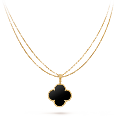 CLOVER LARGE 25MM  ONYX NECKLACE