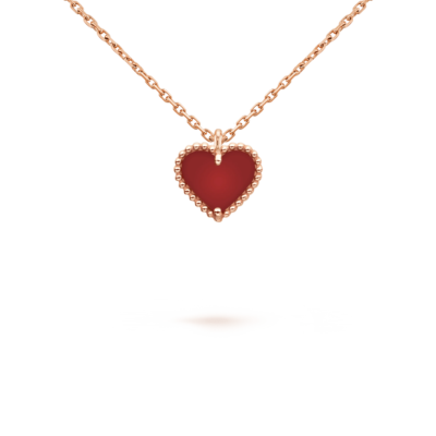 SWEET CLOVER CARNELIAN HEART NECKLACE