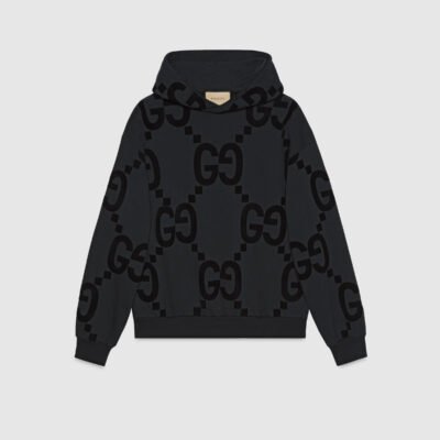 GG FLOCKED PRINT COTTON FLEECE SWEATSHIRT
