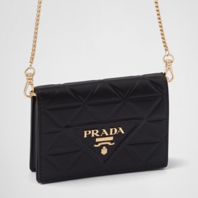 Leather card holder with shoulder strap