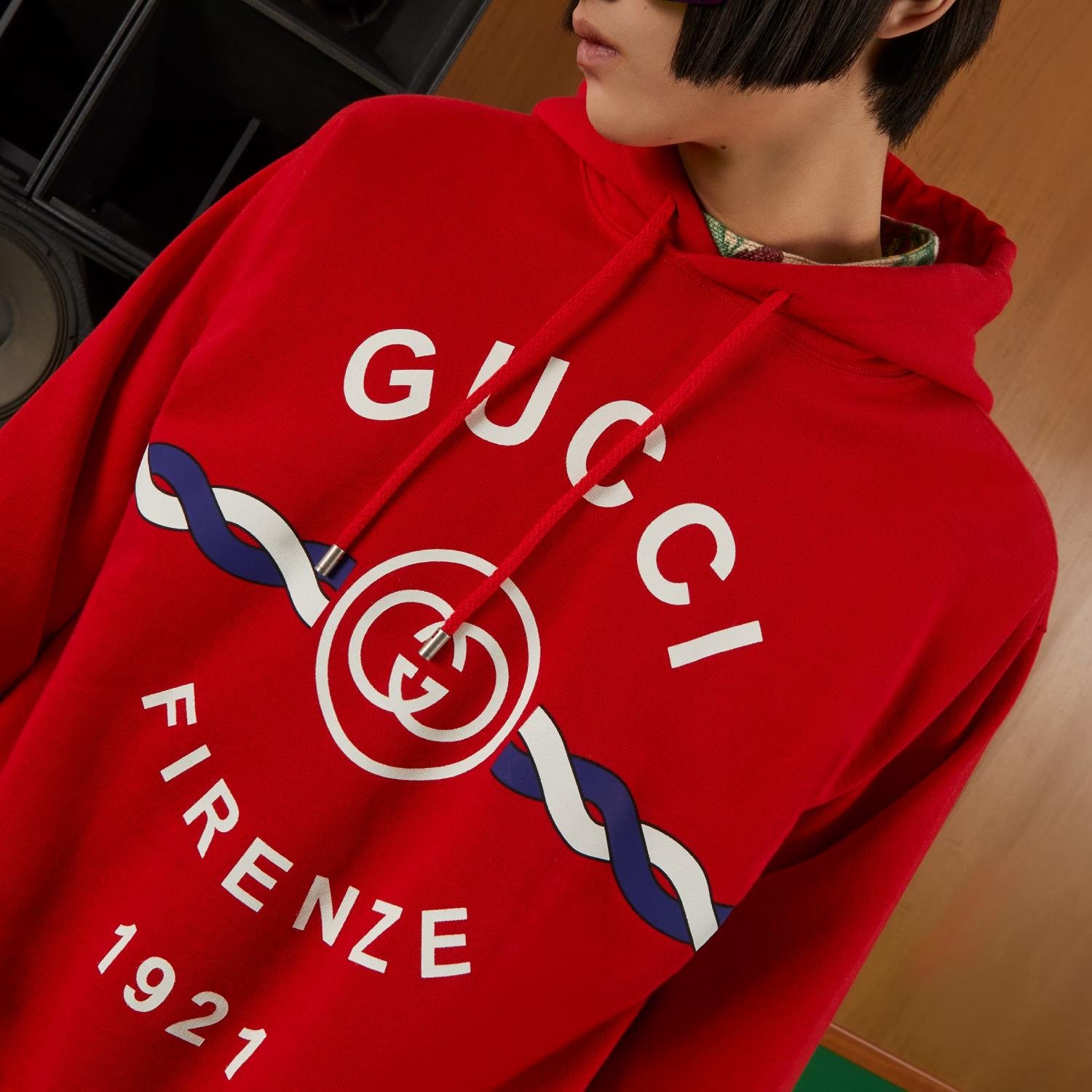 COTTON 'GUCCI FIRENZE 1921' HOODED SWEATSHIRT