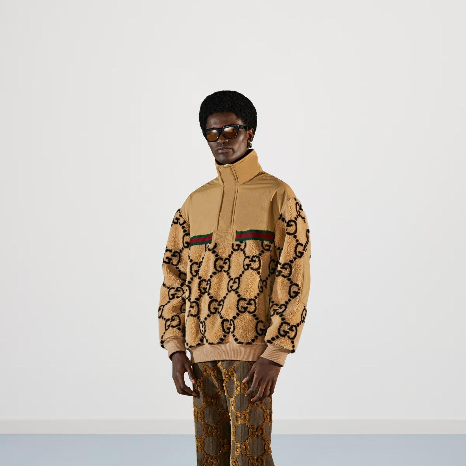 GG JACQUARD HALF-ZIP JACKET