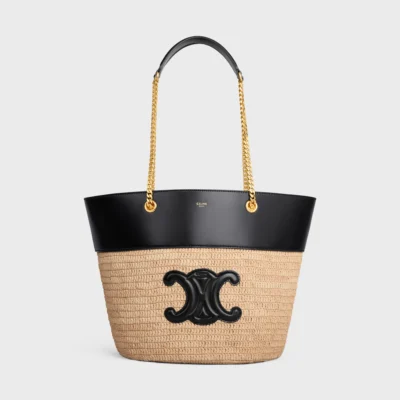 CHAIN BUCKET CELINE CLASSIC PANIER IN RAFFIA