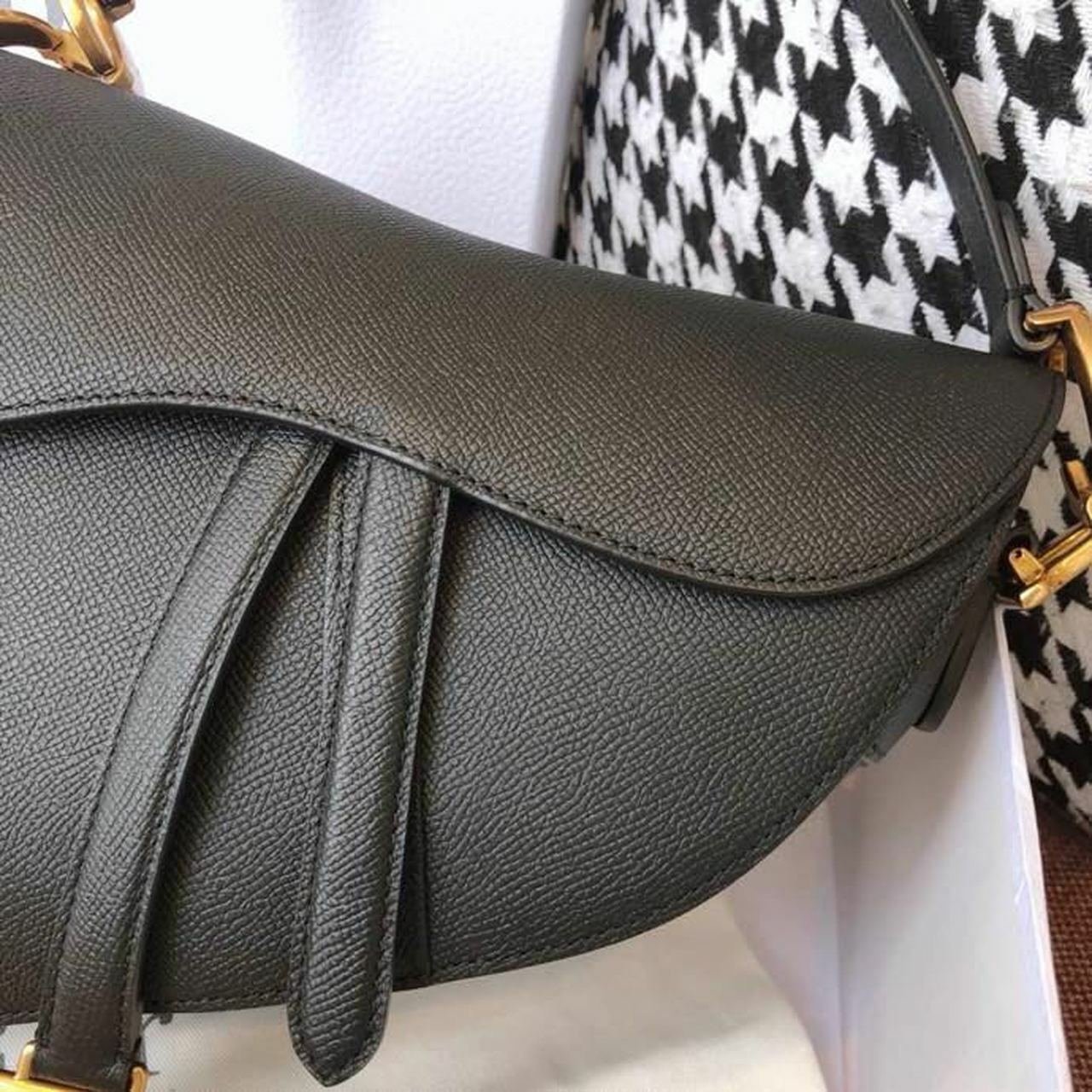 Christian Dior Saddle Bag 25cm Grained Calfskin Canvas Spring/Summer 2020 Collection, Black – Ganebet Store