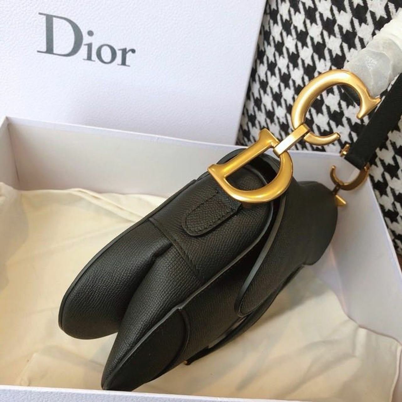 Christian Dior Saddle Bag 25cm Grained Calfskin Canvas Spring/Summer 2020 Collection, Black – Ganebet Store