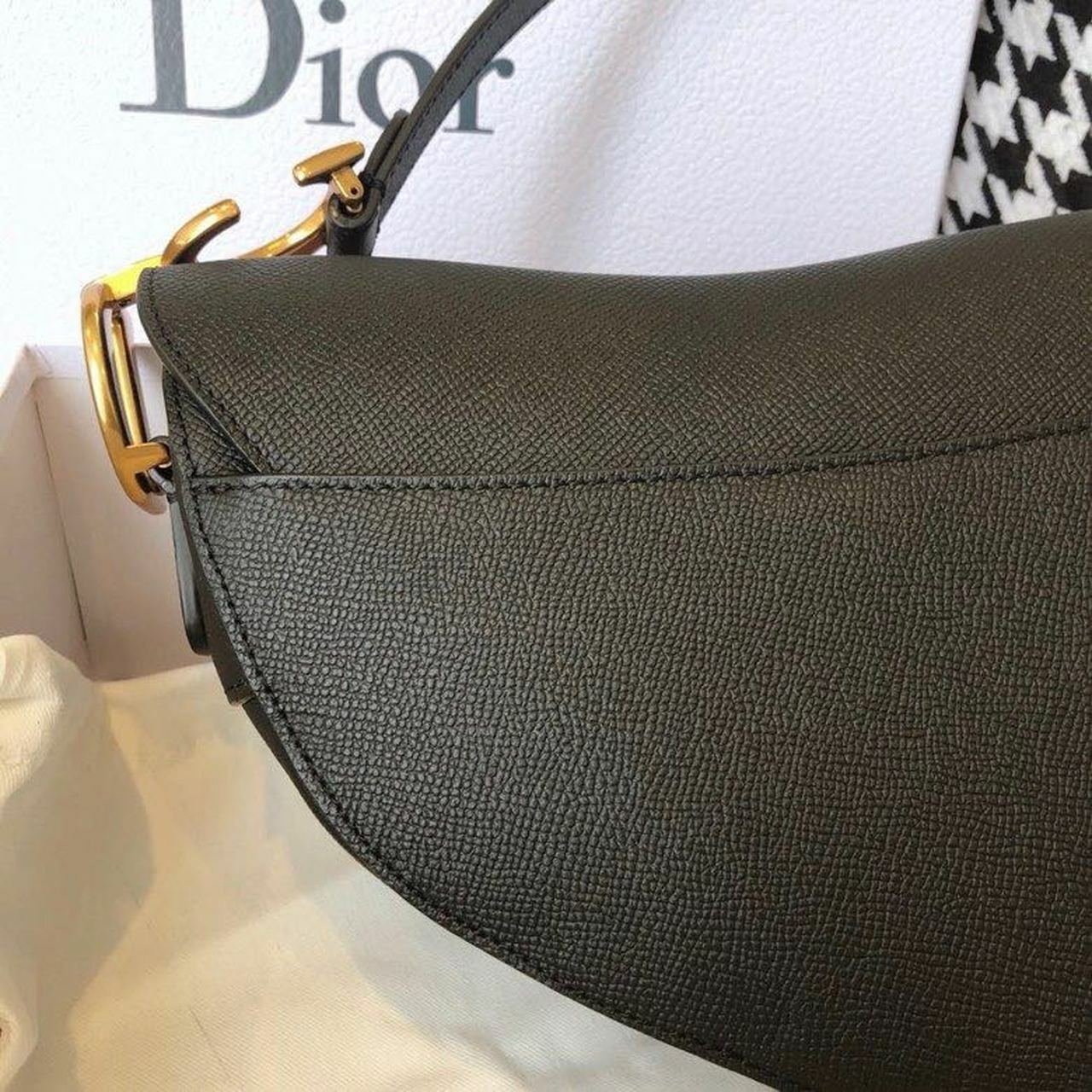 Christian Dior Saddle Bag 25cm Grained Calfskin Canvas Spring/Summer 2020 Collection, Black – Ganebet Store