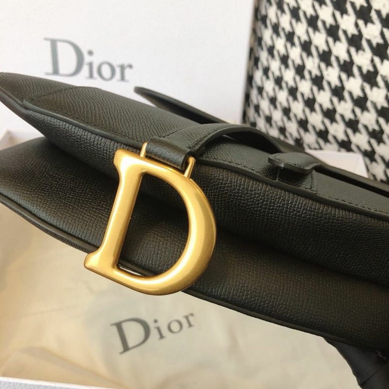 Christian Dior Saddle Bag 25cm Grained Calfskin Canvas Spring/Summer 2020 Collection, Black – Ganebet Store
