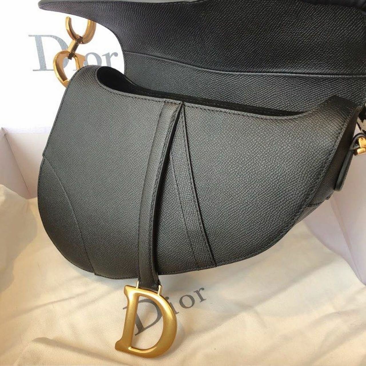 Christian Dior Saddle Bag 25cm Grained Calfskin Canvas Spring/Summer 2020 Collection, Black – Ganebet Store